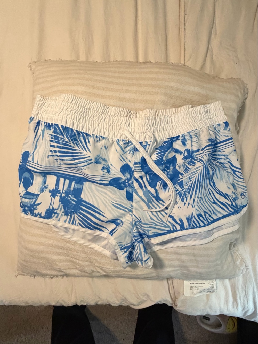 OP Drawstring Shorts in Tropical Blue Print Size XL